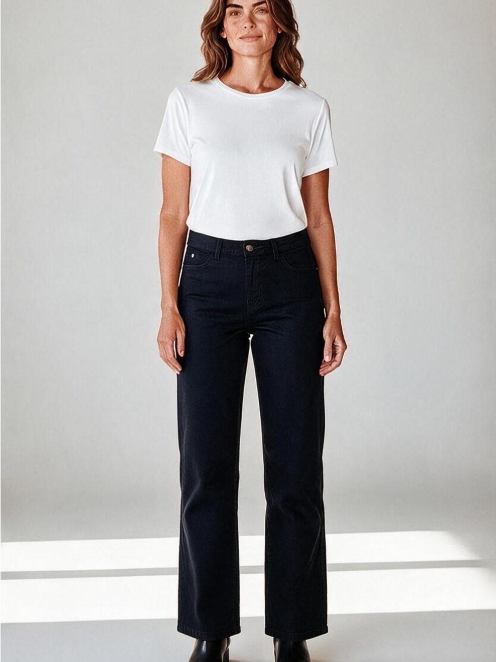 OLSEN (14) Mona Fit Straight Leg Casual Pant Black Stretch Soft Office NWOT